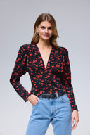 Dolly black poppy print top
