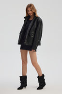 Sienna leather jacket in black