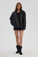 Sienna leather jacket in black
