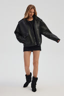 Sienna leather jacket in black