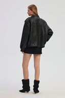 Sienna leather jacket in black