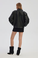 Sienna leather jacket in black