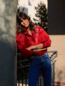 Nancy leather jacket in red