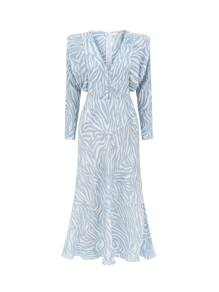 AFFAIR_SS21_CameronDress_inZebraBluePrint_890zł Sukienka Cameron zebra blue