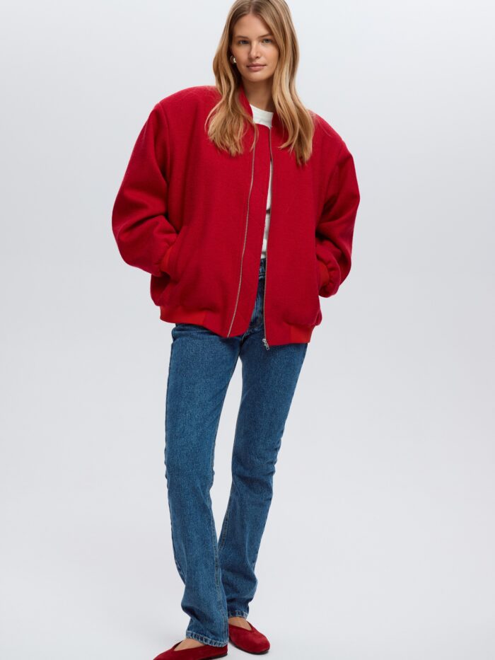 Hailey Bomber Jacket in red