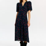 Claire dress in Noir Poppy