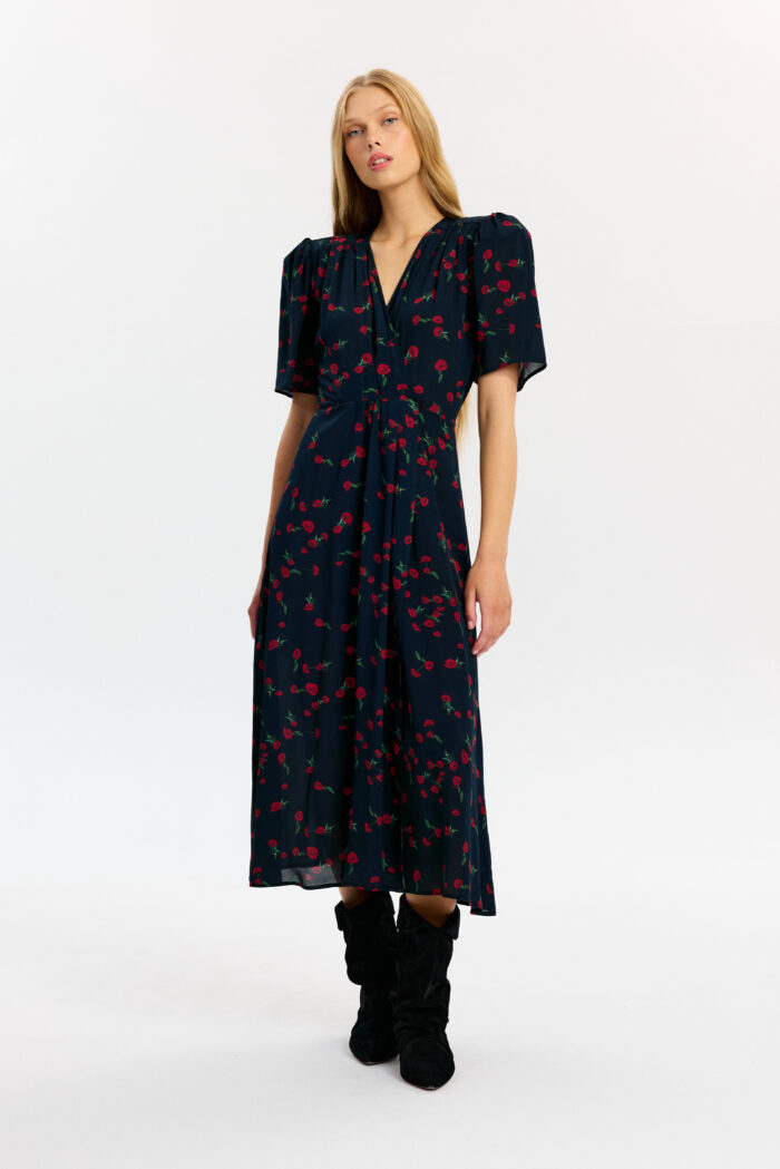Claire dress in Noir Poppy
