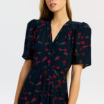 Claire dress in Noir Poppy