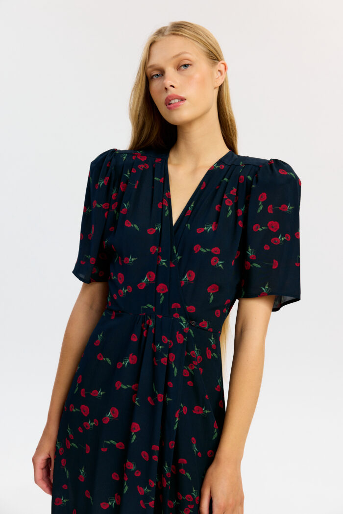 Claire dress in Noir Poppy