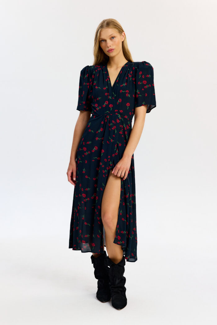 Claire dress in Noir Poppy