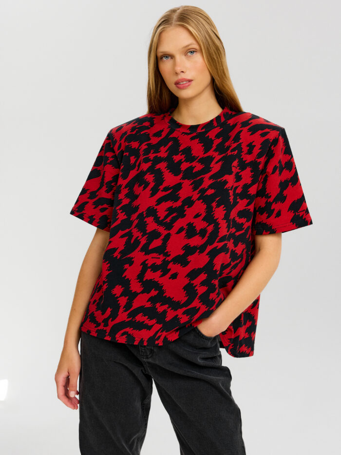 Top Palmer in red abstract