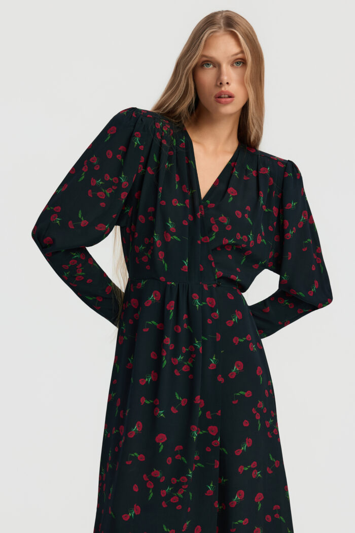 Lissa dress in noir poppy