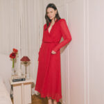 Rose dress in deep red