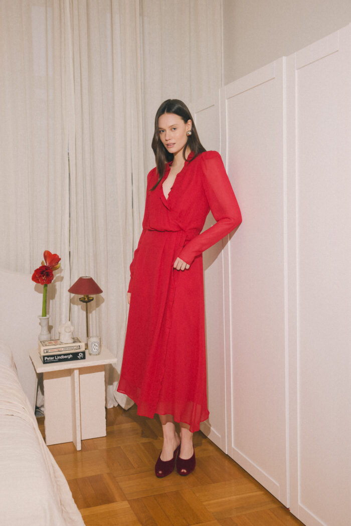 Rose dress in deep red